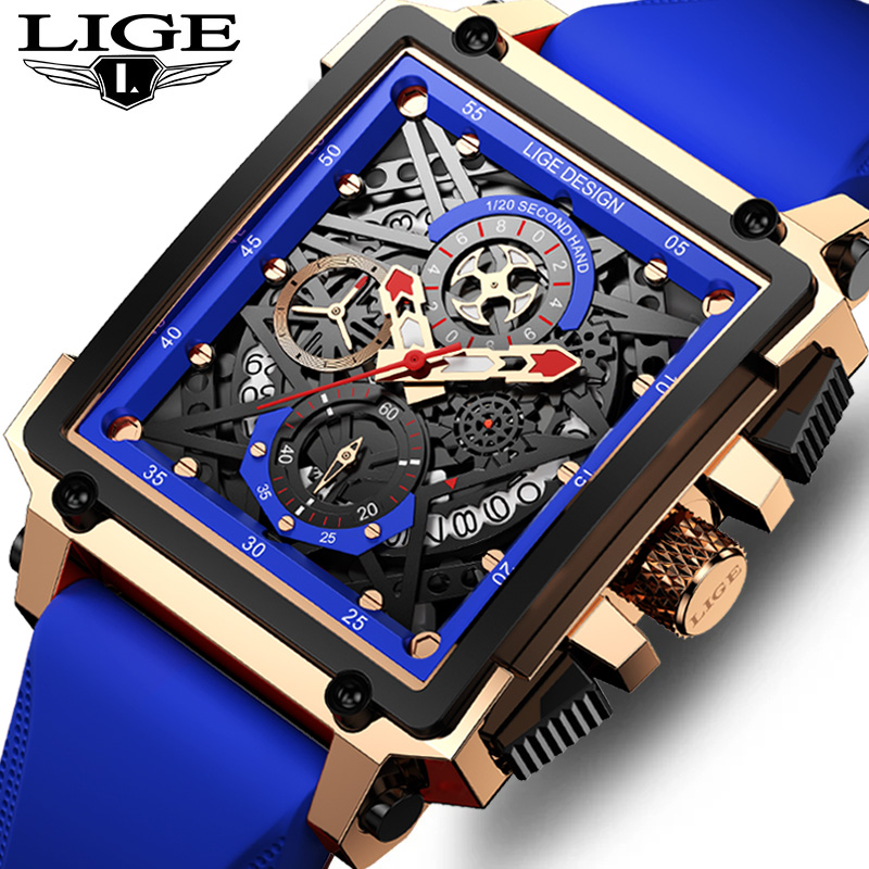 Silicone Band Replacement - Lige Heren Sport Chronograaf Polshorloge Voor
